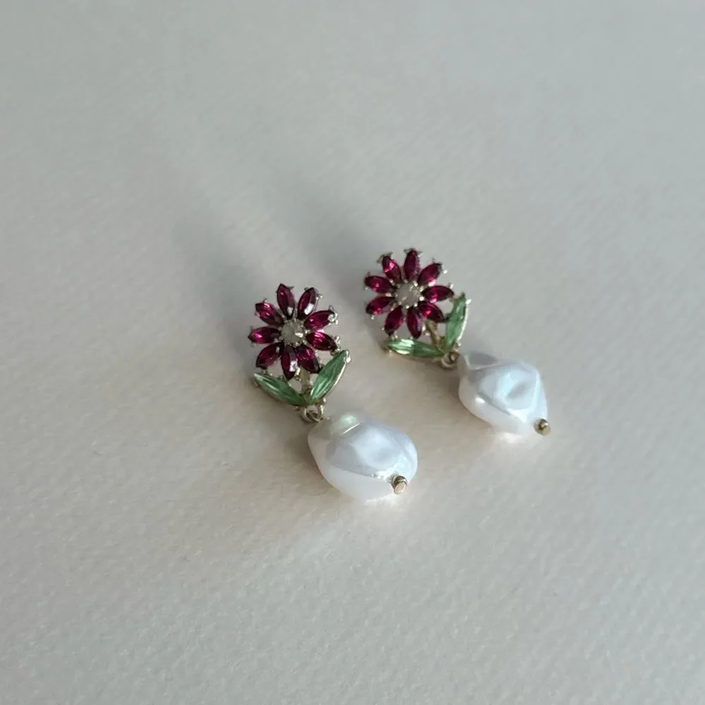 Floral Pearl Drop Earrings N1780